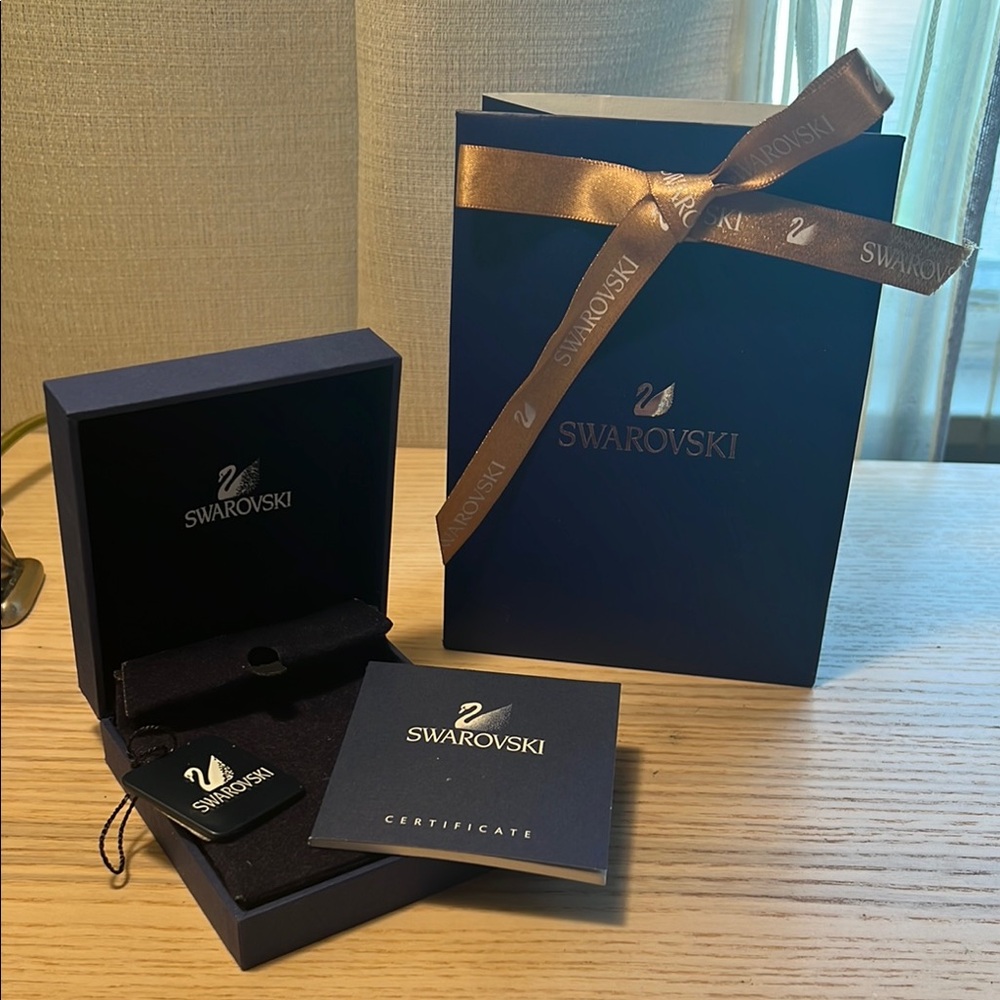 Swarovski Elegant Blue Box with Gold Ribbon